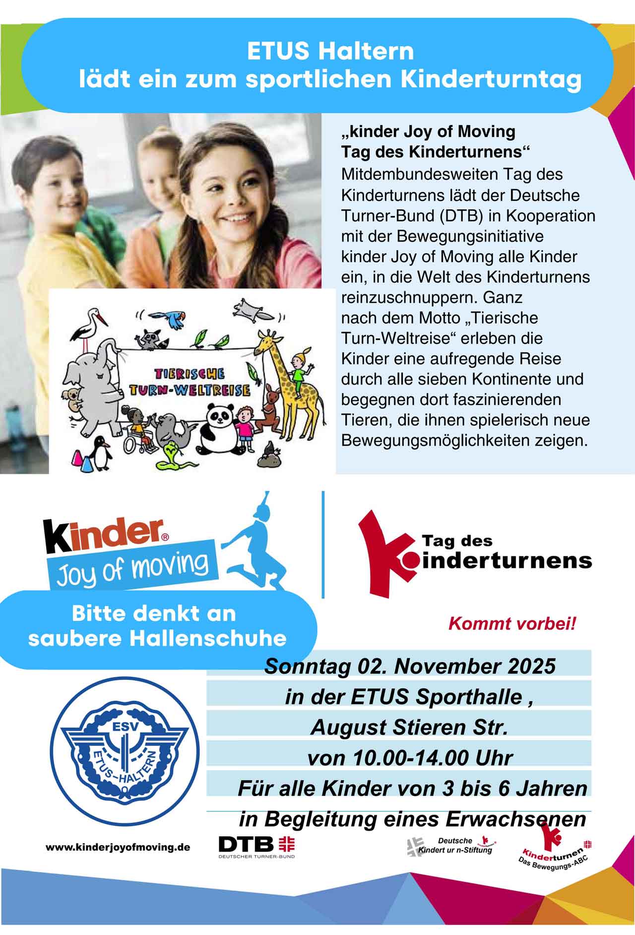 2025 Flyer Kinderturntag Tierische TurnWeltreise 2025